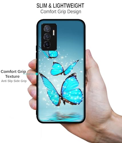 Image of Flying Butterflies Design Premium 2D Printed Metal Back Case Cover for Vivo V23E 5G / Y75 4G, Multicolor