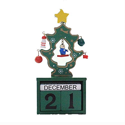 LJJOO Legno Albero di Natale Calendario di Natale da tavolino della Decorazione Countdown Calendar Costruzione dei Giocattoli del Blocchetto (Color : B)