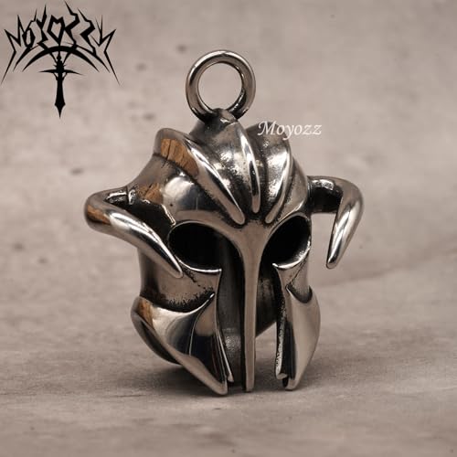 Image of Motorcycle Biker Roman Gladiator Warrior Spartan Helmet Guardian Bell Luck Gremlin Ride Bell Hanger or Lucky KeyChain
