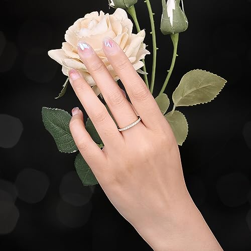 JewelryPalace 0.66ct Fin Eternel Cubic Zirconia Bague Taille Rond Pierre Argent 925 Femme, Plaqué Or Jaune Empilable Bague Diamant Simulé Fiançailles Mariage Promise Alliance, Ensemble Bijoux Mariee – vue 5