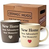 Triple Gifffted Housewarming Coffee Mug Set for New Home, Adventures, Memories, House Warming Couples Gift for New House Homeowners, Moving In Away or First Home Gifts, 13oz Ceramic