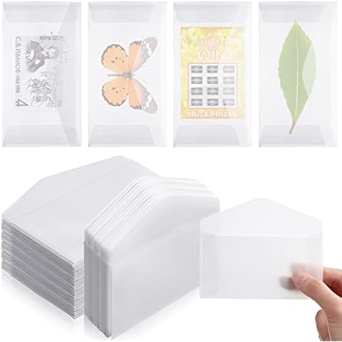 200 Pieces Glassine Envelopes 2.5x4.25 Inch Glassine Mini Lotto Lottery Ticket Holders Wedding Guest Favor Tissue Seed Envelope Holder for Scratch Stamp Scratch Ticket Wedding Favor Craft Project Cover