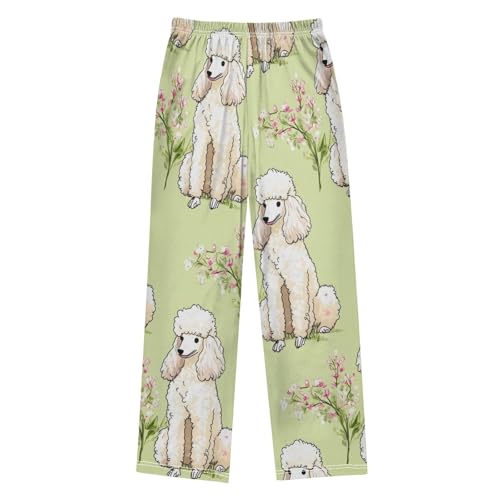 Poodle Spring Florals Boys Long Pants Soft Trousers Elastic Waist Kids Lounge Bottoms with Pockets S-XL2