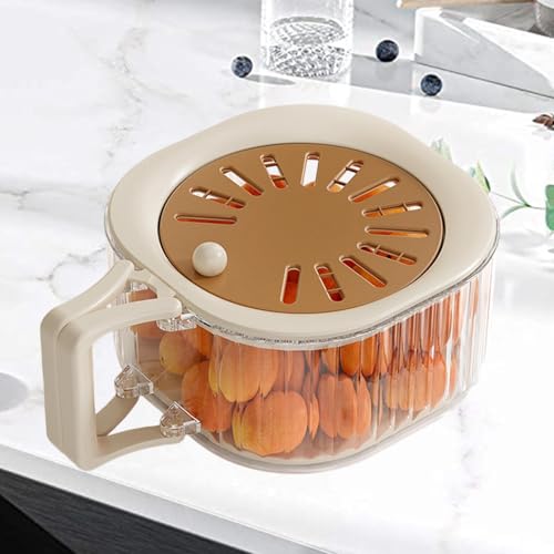 AFXGUSD Cesto Escorredor de Frutas com Tampa, Recipiente para Guardar Roupas, Cesto para Uso Doméstico, Cor Café, Tamanho real