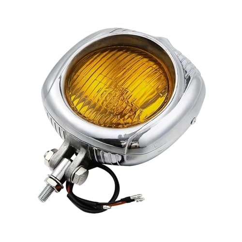 Plaque Phare Moto Lentille Phare Électroline Rétro Adaptée pour Touring pour Sportster pour Chopper pour Bobber Vélos Personnalisés Moto Phare Assemblage(Orange)
