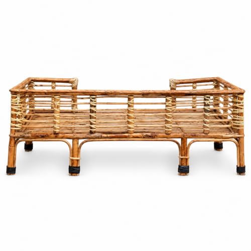 Image of Avika Bamboo Cane Pet Bed for Dogs and Cats with Foam (S, Brown,Square)