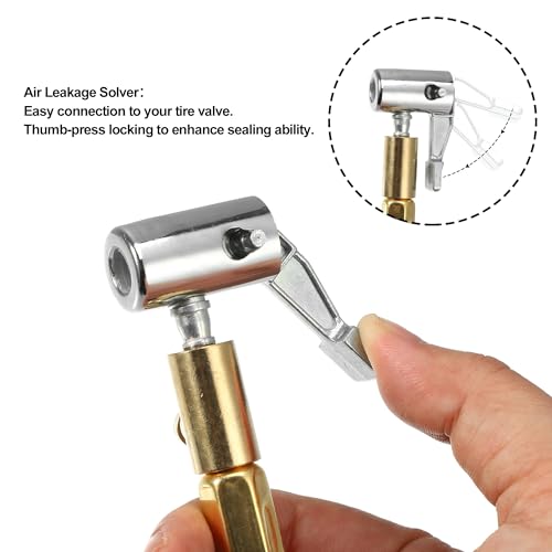 MACHSWON 9.8" Silver Flexible Tire Inflator Hose Adapter M6 Thread Size Air Chuck with Hose for Standard Tire Valve Fine Thread with Air Release Valve - Image 4