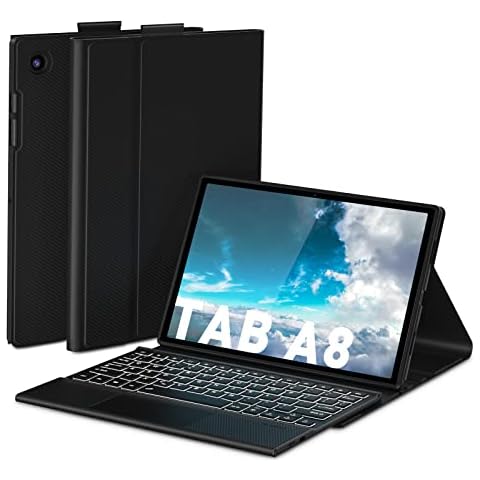 Doohoeek Backlit Keyboard Case with Trackpad for Samsung Galaxy Tab A8 2022 10.5 inch(Model SM-X200/X205/X207), Backlighting Detachable Keyboard with Mouse Pad & Protective Cover Cover