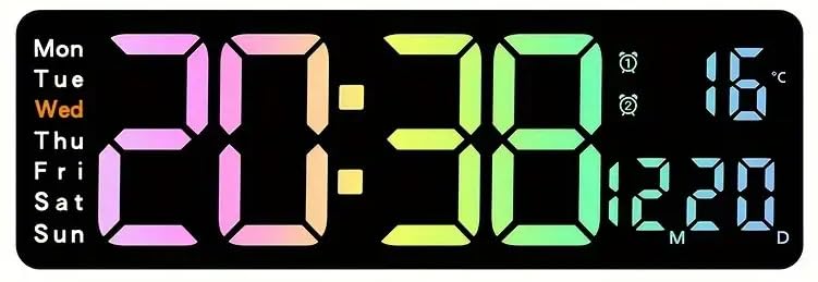 Large LED Digital Wall Clock with Remote Control, Adjustable Brightness, Dual Alarm, Temperature & Date Display, Count Up/Down Timer, 12/24Hr Format - Ideal for Home,Office,Living Room,Classroom,Gym (B0DHQ9DFTR) Amazon Price History, Amazon Price Tracker