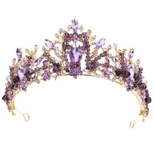 ROMISBABA 1pièce Couronne de Mariée Élégante Violet Strass Accessoire Cheveux Femme pour Mariage et Fête