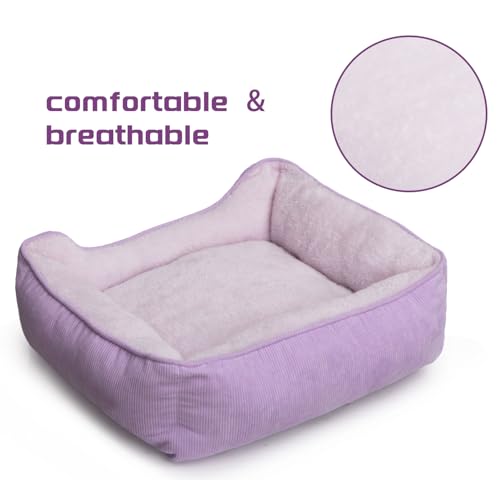 Hollypet Katzenbett Kleines Hundebett Haustierbett für Katzen und Welpen, Weiches Haustierschlafbett Atmungsaktives Haustierkissen, Lila (55 * 45 * 15cm)
