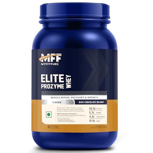 Image of MyFitFuel Elite ProZymes Whey Isolate Primary Source, Hydrolyzed Whey | Clinical Trial Enzyme & Probiotics For Faster Digestion Enhanced Absorption & Gut Health (Cookie & Cream, 1 Kg)