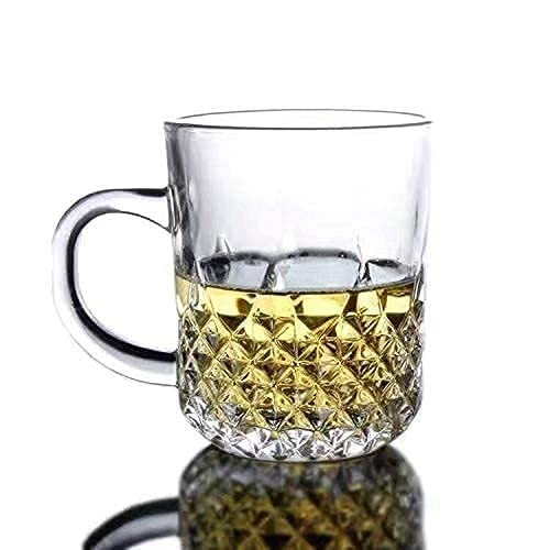 Image of ANKUL Premium Glass Coffee Mug Tea Cups Set of 6-200ML, Transparent, Glass Cups Set for Coffee, Green Tea, Herbal Tea, Lemon Tea, Milk Cup, Hot /Cold Drinks Cups (Elegant, 6)