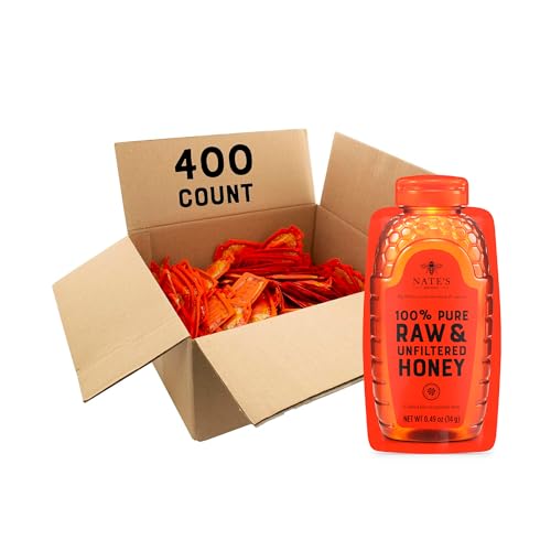 Nate's Bulk 400ct Honey Minis - Single-Serve 100% Pure, Raw