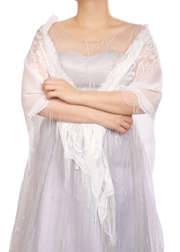 JWICOS Women Lace Wraps Shawls Tassel Triangle Shawls and Wraps for Party Wedding Evening Dresses