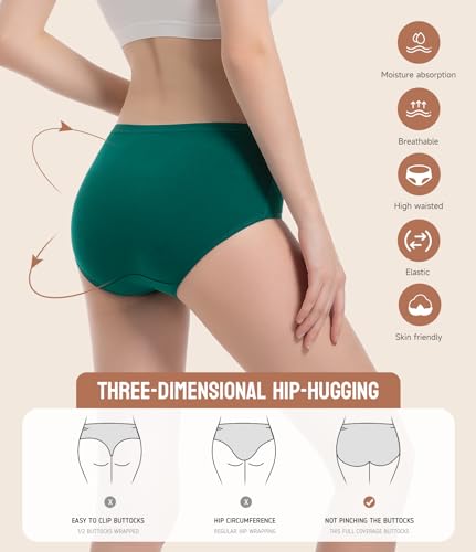 Image of TANSTC Women's Underwear Lady High Waist Panties Full Cover Underpants Soft Briefs Hipster Comfort Panty Stretch Breath Underpants,Dark Color M
