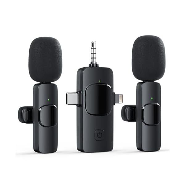 3 in 1 Wireless Lavalier Microphone for iPhone Android Camera USB-C, Noise Canceling Wireless Mini Microphone for YouTube, Video Recording, Game Live Streaming, Interviews, TikTok, Vlog
