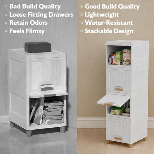 Image of Jefa Plastic Modular Drawer Storage Chest of Drawers Organizer Storage Box, Large Stomo Racks for Multipurpose Anti-Slip Shoes Organizers (white, 5)