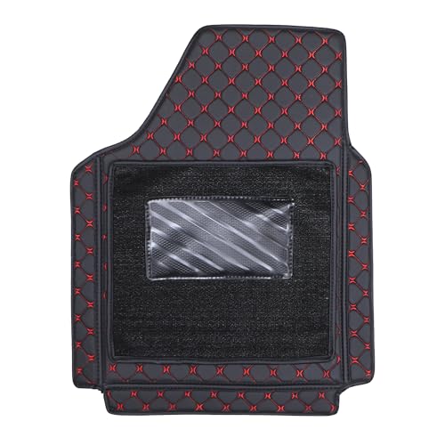 Image of CARNEST 7D Car Floor Mats Only Compatible with Accent All Model, Set of 3 Pcs, 100% Waterproof & Washable Luxury 7D Car Foot Mats, Blk /Red
