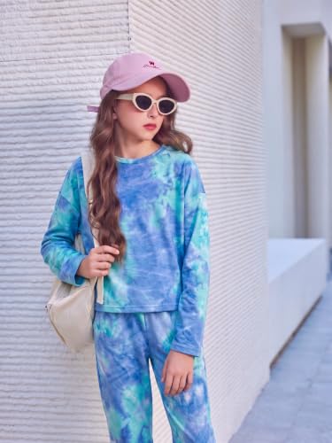 Image of Arshiner Girls 2 Piece Outfits Kids Trendy Tie Dye Sweatsuits Sets