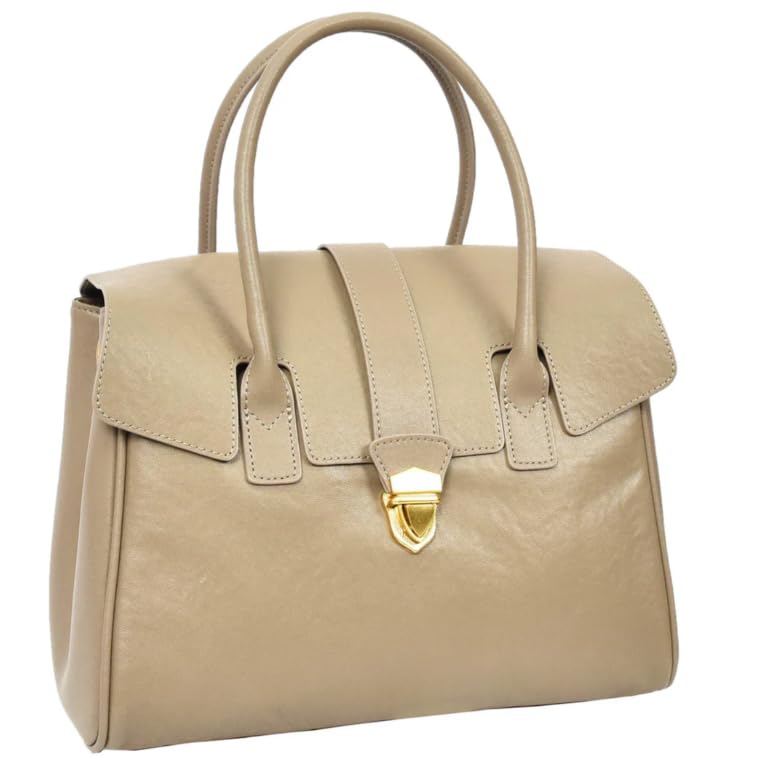 Serena Bolso de Mano de Piel Auténtica para Mujer, Estilo Médico Clásico con Herrajes Dorados