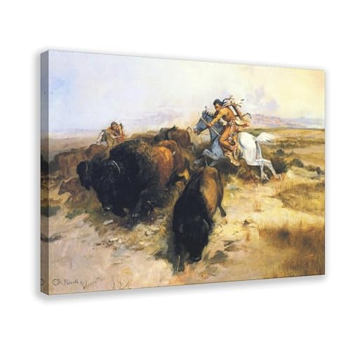 Impression sur toile Buffalo Hunt idée cadeau déco murale bureau Russell