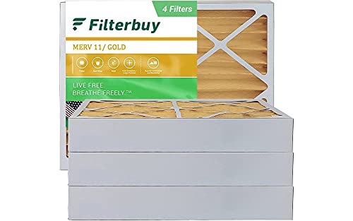 Best Deal Product Filterbuy 16x20x4 Air Filter MERV 11, Pleated HVAC AC Furnace Filters (4-Pack, Gold)
