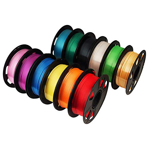 Image of MIKA3D 12 in 1 Bright Shine 3D Printer Silk PLA Filament Bundle, Most Popular Colors Pack, 1.75mm 500g per Spool, 12 Spools Pack, Total 6kgs Material with One Bottle of 3D Printer Stick