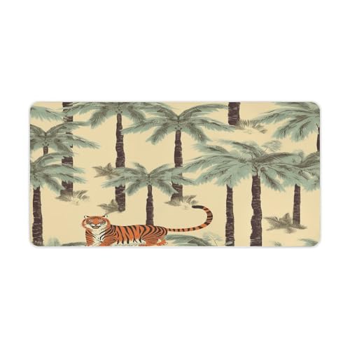 Palm Trees and Tigers Pad para Escritorio, Antideslizante y resistente al agua