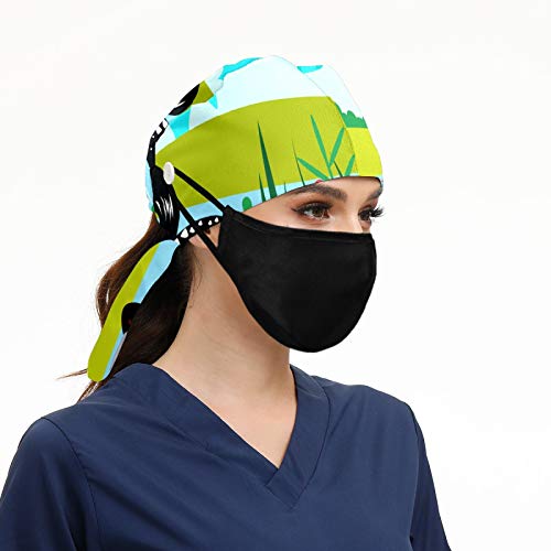 Working Cap with Sweatband Adjustable Tie Back Hats for Women Men,Unisex Hair Cover Hiking Camping Hat Gift One Size Bird Loon - Image 9