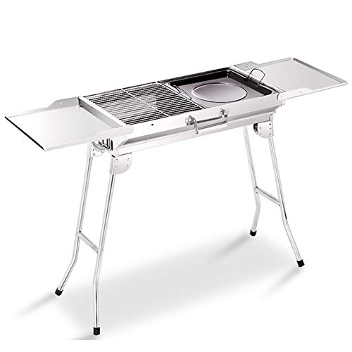 Tragbarer Faltbarer Holzkohlegrill, Leichter Picknickkocher aus Edelstahl, geeignet zum Sammeln, Campen, Grillen, Wandern und Angeln