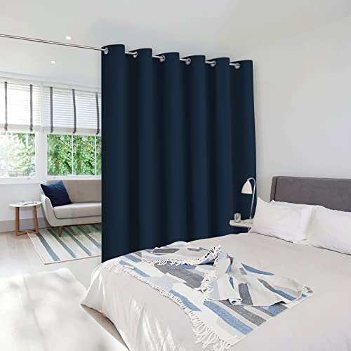 Image of NICETOWN Room Separating Divider, Room Divider Curtain Screen Partitions, Vertical Blind for Sling Door, Blackout Window Curtains Privacy Blinds for Patio (Navy, Single Panel, 7ft Tall x 10ft Wide)