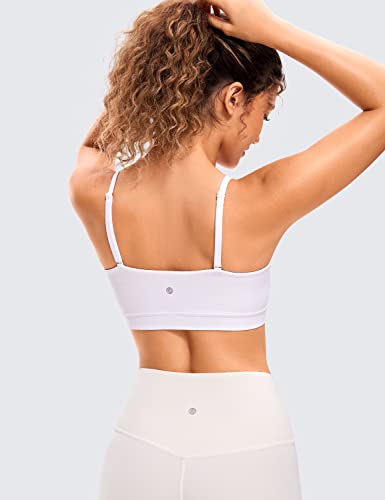 Image of CRZ YOGA Butterluxe Womens Adjustable Spaghetti Thin Strap Sports Bra - Padded Wireless Square Neck Workout Yoga Clothes