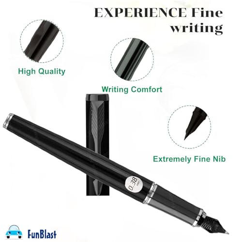 Image of FunBlast Fountain Pen for Students, Iridium Tip Nib Refillable Fountain Pen with 2 Refills, Kawaii Stationary Gift for Kids, Pen for Office, School Stationery Items for Kids