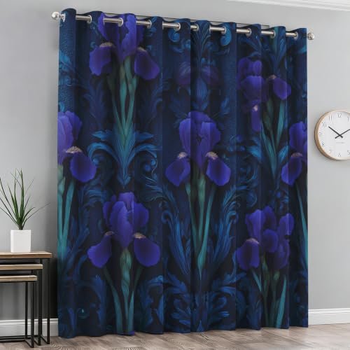 Rideau occultant de qualité supérieure motif iris violet finitions oeillets soignées - 2