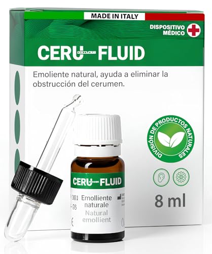Gotas Naturales para Oídos 8ml - Ceru Fluid Elimina Tapones de Cerumen - Limpieza Suave y Profunda - Emoliente con Cuentagotas Incluido