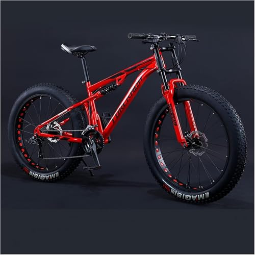 Kcolic Bicicletas Montaña Hombre, Bicicleta Montaña 26 Pulgadas Adultos Neumáticos Anchos Y Suspensión Total, Cuadro Grande Acero Alto Contenido Carbono, Freno Disco Doble A,26in7