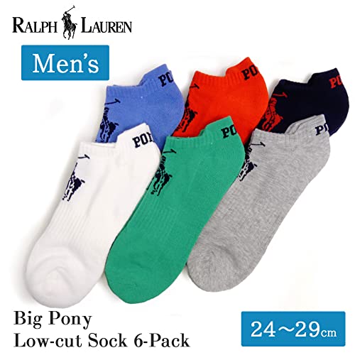 POLO RALPH LAUREN Men's 6-Pack Big Pony Low Cut Ankle Sock, Assorted, 10-132