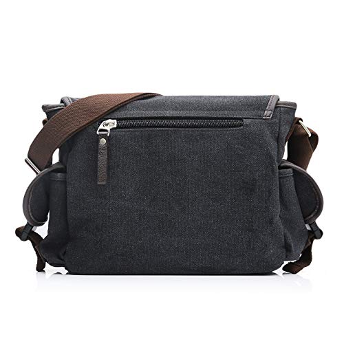 Evaduol Schoudertassen heren, van vintage canvas, premium herentas, laptoptas voor 13,3 inch laptop, schoudertas… - Afbeelding 3