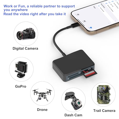 Image of SD Card Reader, 4 in 1 USB C to SD /TF /CF /MS Card Reader with USB to USB C Adapter Memroy Card Reader for iPhone 17 /16 /15 Pro Max iPad Pro MacBook Pro /Air iMac M4 /M3 /M2 Android Phone /Tablet PC (Black)