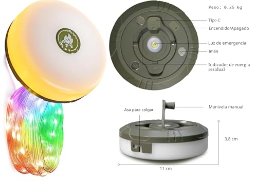 Guirnalda de luces de camping 4 en 1, 50% OFF, $8.49