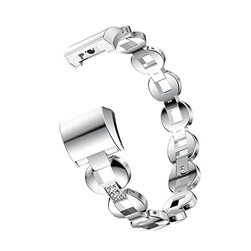for Fitbit Charge 2,Fitbit Replacement Metal Bands for Fitbit Charge 2 (Silver with White)