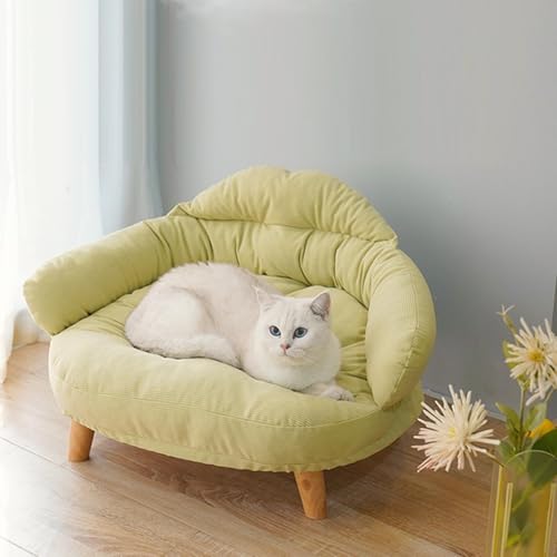 Erhöhtes Haustier- Sofa, weicher Haustierstuhl mit stabilen Holzbeinen für Katzen und Hunde-4