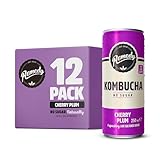Remedy Kombucha Tea - Cherry Plum - Sparkling Live Cultured Drink - Naturally Sugar Free Soft Drink - Prime Probiotic Drink for Gut Health - 12 x 250ml