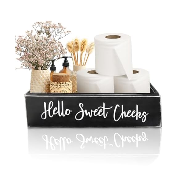 Bathroom decor box double sided print with hanging sign toilet tank basket farmhouse bathroom decor toilet paper holder countertop organizer storage  urban country home decor