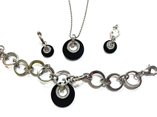 Joyería hecha a mano de ónix negro: juego de lujo en plata para mujer