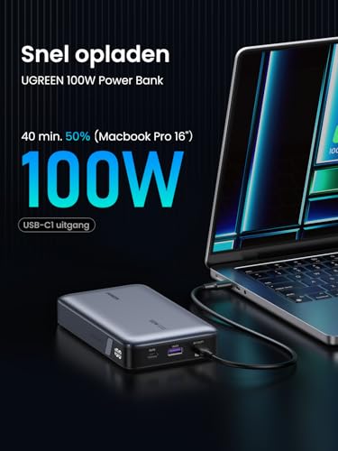 UGREEN 100W Power Bank 20000mAh Externe Batterij met 3 Poorten Compatibel met MacBook Pro/Air, iPhone 15 Pro Max/Pro/15/14 Pro, Galaxy S23 Ultra, Dell - Afbeelding 3