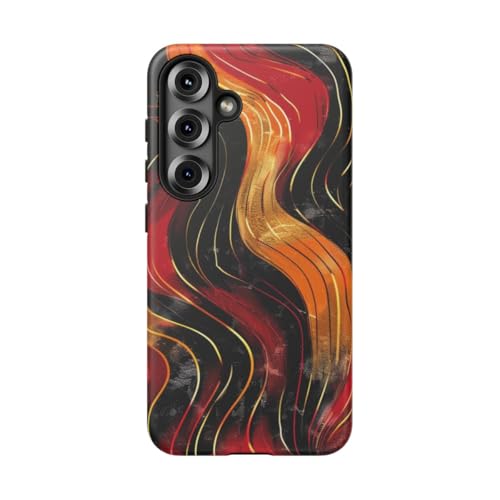 Coque Samsung S25 antichoc rigide mate motif ondulé rouge orange