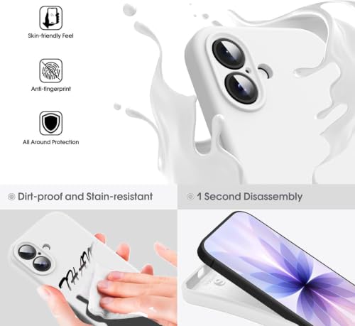 Image of DIZORO Compatible for iPhone 17 Case, Classic Liquid Silicone Mobile Phone Case,Integrated Camera Control Button,Anti-Scratch Soft Microfiber Lining - White