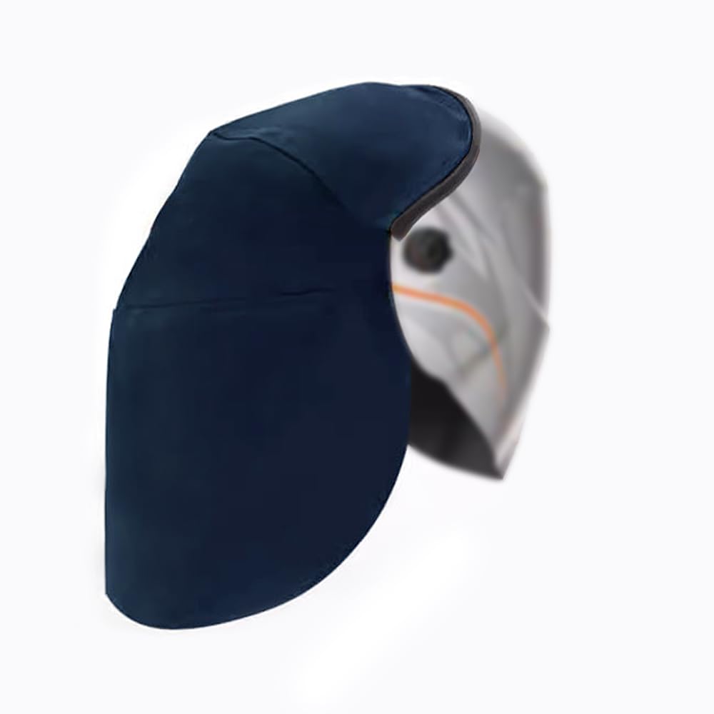 Welding Helmet Extended Cotton Head Cover With Detachable Leather Bib – Fits Most Helmets
